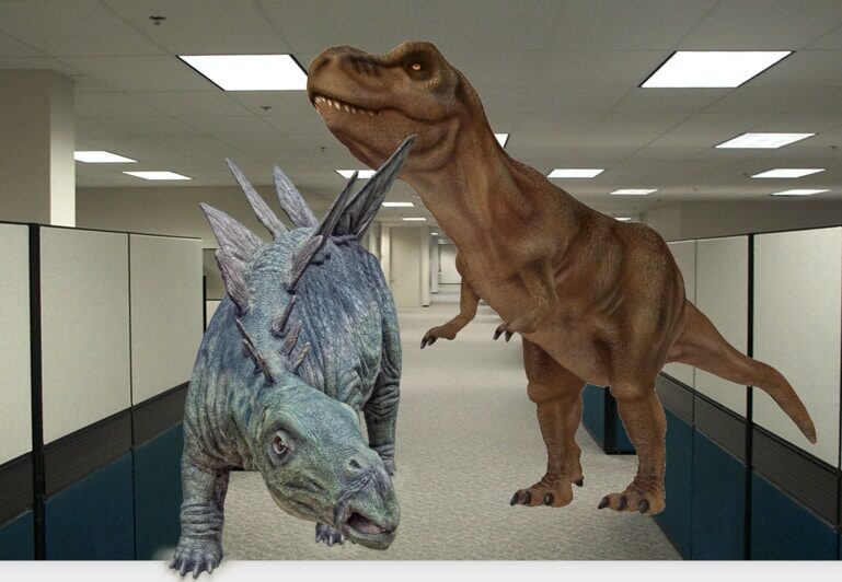 Dinosaurs in an Office